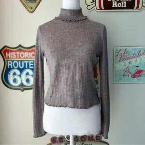 Madewell Gray Ribbed Turtleneck Sweater